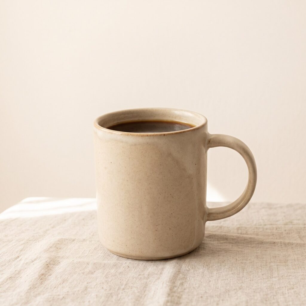 Caneca de cerâmica bege